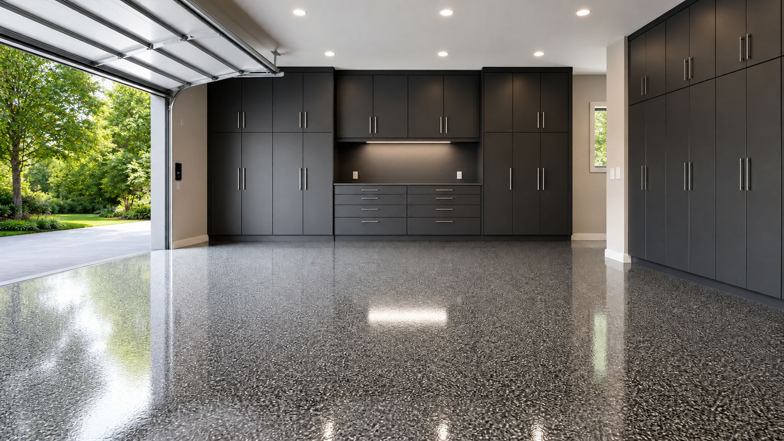 Stamford and southwest Fairfield County garage floor coating service area